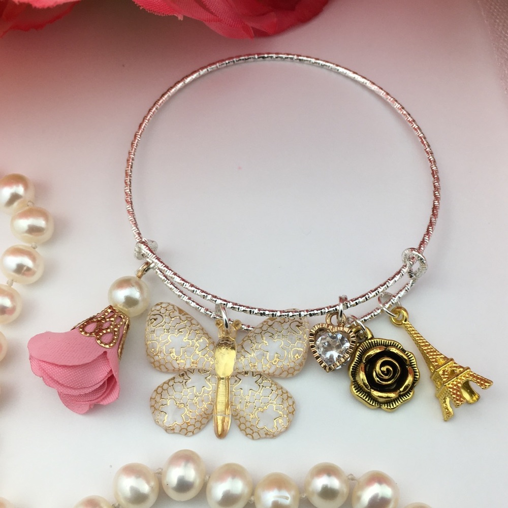 ✨3/20$ PINK BUTTERFLY GOLD ROSE LUXURY BRACELET